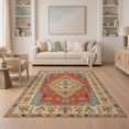 thumbnail image 1 of ODIKA 5'x7' Blue Red Elegance Persian Inspired Washable Area Rug Traditional Motifs with Modern Symmetry and Style Easy Care, Non-Shedding, Pet Friendly, for Small Living Room, Bedroom, 1 of 7