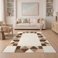 thumbnail image 1 of ODIKA 5'x7' Brown And Beige Geometric Abstract Washable Area Rug Contemporary Diamond Mosaic Tiles Symmetrical Block Design for Small Living Room, Bedroom, Easy Care, Non-Shedding, Pet Friendly, 1 of 7