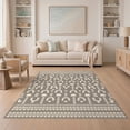 thumbnail image 1 of ODIKA 5'x7' Brown Ivory Natural Geometric Arch Pattern Washable Area Rug Contemporary Abstract Motif with Structured Grid for Dining Room, Under Table, Home Office, Non-Slip Chair-Friendly, 1 of 7