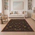 thumbnail image 1 of ODIKA 5'x7' Burnt Orange And Charcoal Traditional Washable Area Rug Faded Palatial Blossom Field Multi Band Frame Antique for Guest Room, Lounge, Apartment, Non-Slip Low Profile, Stain Resistant, 1 of 6