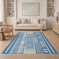 thumbnail image 1 of ODIKA 5'x7' Cream Denim Geometric Stripe Design Washable Area Rug Bold Handwoven Patterns with Modern Flair Easy Care, Non-Shedding, Pet Friendly, for Small Living Room, Bedroom, 1 of 7