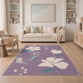 thumbnail image 1 of ODIKA 5'x7' Cream Lavender Floral Elegance Washable Area Rug Charming Spring Blossom Design Easy Care, Non-Shedding, Pet Friendly, for Small Living Room, Bedroom, 1 of 7