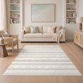 thumbnail image 1 of ODIKA 5'x7' Gray Beige Pattern Washable Area Rug Modern Geometric Stripes with Style for Dining Room, Under Table, Home Office, Non-Slip Chair-Friendly, 1 of 7