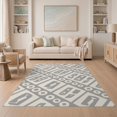 thumbnail image 1 of ODIKA 5'x7' Gray Cream Geometric Trellis Design Washable Area Rug Modern Abstract Pattern with Unique Shapes for Guest Room, Lounge, Apartment, Non-Slip Low Profile, Stain Resistant, 1 of 7