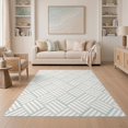 thumbnail image 1 of ODIKA 5'x7' Gray Green Soft Geometric Design Washable Area Rug Modern Crisscross Pattern with Stripes for Dining Room, Under Table, Home Office, Non-Slip Chair-Friendly, 1 of 6