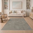 thumbnail image 1 of ODIKA 5'x7' Gray White Geometric Design Washable Area Rug Modern Abstract Pattern with Intricate Lines Non-Slip, Chair-Friendly for Dining Room, Under Table, Home Office, 1 of 7