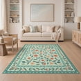 thumbnail image 1 of ODIKA 5'x7' Green Sage Botanical Floral Vine Courtyard Washable Area Rug Traditional Inspired Ornate Border Design for Dining Room, Under Table, Home Office, Non-Slip Chair-Friendly, 1 of 7