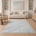 thumbnail image 1 of ODIKA 5'x7' Grey Ivory Modern Geometric Design Washable Area Rug Sleek Patterns for Contemporary Spaces Non-Slip, Chair-Friendly for Dining Room, Under Table, Home Office, 1 of 7