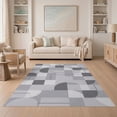 thumbnail image 1 of ODIKA 5'x7' Grey Modern Geometric Abstract Washable Area Rug Minimalist Scandinavian Style Block Pattern for Dining Room, Under Table, Home Office, Non-Slip Chair-Friendly, 1 of 7