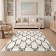 thumbnail image 1 of ODIKA 5'x7' Ivory Charcoal Geometric Design Washable Area Rug Modern Abstract Pattern with Unique Style Non-Slip, Chair-Friendly for Dining Room, Under Table, Home Office, 1 of 7