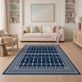 thumbnail image 1 of ODIKA 5'x7' Navy Blue Geometric Lattice Design Washable Area Rug Intricate Hexagonal with Ornate Border Non-Slip, Low Pile, Stain Resistant for Guest Room, Lounge, Apartment, 1 of 7