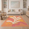 thumbnail image 1 of ODIKA 5'x7' Orange Pink Vibrant Abstract Design Washable Area Rug Playful Mid-Century Modern Floral Pattern for Guest Room, Lounge, Apartment, Non-Slip Low Profile, Stain Resistant, 1 of 6