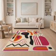 thumbnail image 1 of ODIKA 5'x7' Orange Pink Vibrant Abstract Geometric Washable Area Rug Modern Artistic Pattern with Bold Shapes for Small Living Room, Bedroom, Easy Care, Non-Shedding, Pet Friendly, 1 of 7
