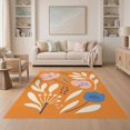 thumbnail image 1 of ODIKA 5'x7' Orange Vibrant Floral and Botanical Washable Area Rug Elegant Daisy Motifs with Modern Artistic Touch for Dining Room, Under Table, Home Office, Non-Slip Chair-Friendly, 1 of 7