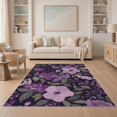 thumbnail image 1 of ODIKA 5'x7' Purple Pink Rose Garden Night Design Washable Area Rug Elegant Floral Pattern with Lush Blooms for Dining Room, Under Table, Home Office, Non-Slip Chair-Friendly, 1 of 6