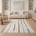 thumbnail image 1 of ODIKA 5'x7' Tan Black Abstract Dotted Stripe Washable Area Rug Modern Geometric Vertical Lines Pattern Non-Slip, Chair-Friendly for Dining Room, Under Table, Home Office, 1 of 7