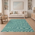 thumbnail image 1 of ODIKA 5'x7' Teal Sage Wood Grain Swirl Contemporary Washable Area Rug Flowing Fingerprint Concentric Circles Abstract Modern Graphic for Dining Room, Under Table, Home Office, Non-Slip Chair-Friendly, 1 of 7