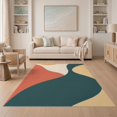 thumbnail image 1 of ODIKA 5'x7' Teal Terracotta Sunseeker Design Washable Area Rug Modern Abstract Flowing Shapes Pattern Non-Slip, Low Pile, Stain Resistant for Guest Room, Lounge, Apartment, 1 of 6