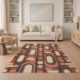thumbnail image 1 of ODIKA 5'x7' Terracotta Geometric Retro Washable Area Rug Bold Mid Century Modern Design With Dynamic Shapes for Small Living Room, Bedroom, Easy Care, Non-Shedding, Pet Friendly, 1 of 7