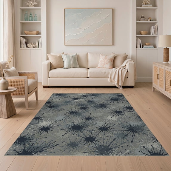 ODIKA 5'x7' Ultra-Soft Area Rug, Abstract Contemporary Geometric Scattered Covering Lightweight None Washable, Bare feet friendly, Silk-Touch for Bedroom Home office