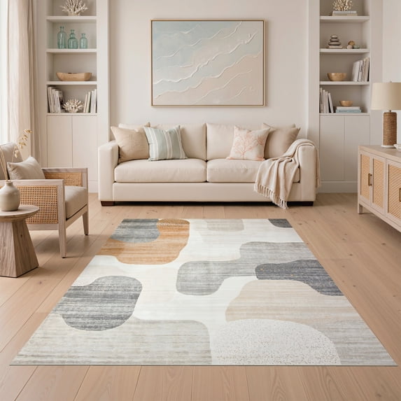 ODIKA 5'x7' Ultra-Soft Area Rug, Abstract Way Vintage Faded Speckle Throw Lightweight Entryway None Washable, Bare feet friendly, Silk-Touch for Bedroom Home office