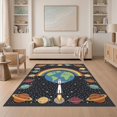 thumbnail image 1 of ODIKA 5'x7' Ultra-Soft Area Rug, Arc Orbiting Border Plane Educational Motifs Cartoon Galaxy Rocket Flowing None Washable, Bare feet friendly, Silk-Touch for Bedroom Home office, 1 of 7