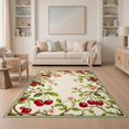 thumbnail image 1 of ODIKA 5'x7' Ultra-Soft Area Rug, Cherries Cherry Folk Symmetrical Fruit Vine Door Flowers Border None Washable, Bare feet friendly, Silk-Touch for Bedroom Home office, 1 of 7