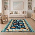 thumbnail image 1 of ODIKA 5'x7' Ultra-Soft Area Rug, Deep Blue Ocean with Playful Sea Creatures Vibrant Turtles, Fish, Octopus Amid Reefs Washable, Bare feet friendly, Silk-Touch for Bedroom Home office, 1 of 7