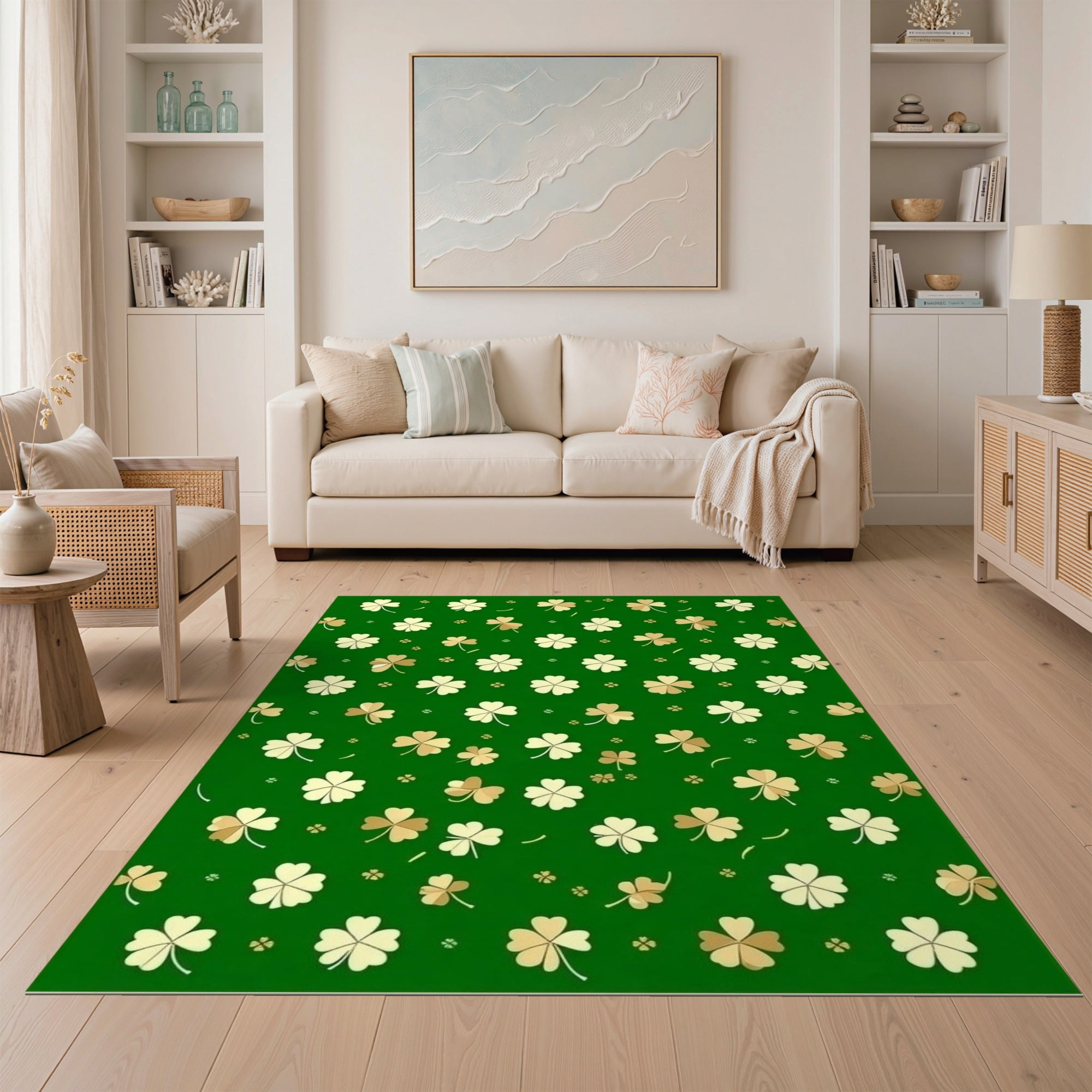 Deep Soft Touch ODIKA 5'x7' Ultra-Soft Area Rug, Deep Green Chic St Patrick Day Themed ...