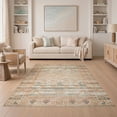 thumbnail image 1 of ODIKA 5'x7' Ultra-Soft Area Rug, Entryway Boho Distressed Farmhouse Stripe Mosaic Detail Border None Washable, Bare feet friendly, Silk-Touch for Bedroom Home office, 1 of 7
