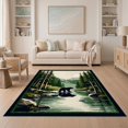 thumbnail image 1 of ODIKA 5'x7' Ultra-Soft Area Rug, Fishing Cabin Forest Border Wildlife Print Motif Motifs Lake None Washable, Bare feet friendly, Silk-Touch for Bedroom Home office, 1 of 7