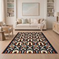 thumbnail image 1 of ODIKA 5'x7' Ultra-Soft Area Rug, Front Door Bold Interlocking Motifs Grid Composition Bedside None Washable, Bare feet friendly, Silk-Touch for Bedroom Home office, 1 of 7