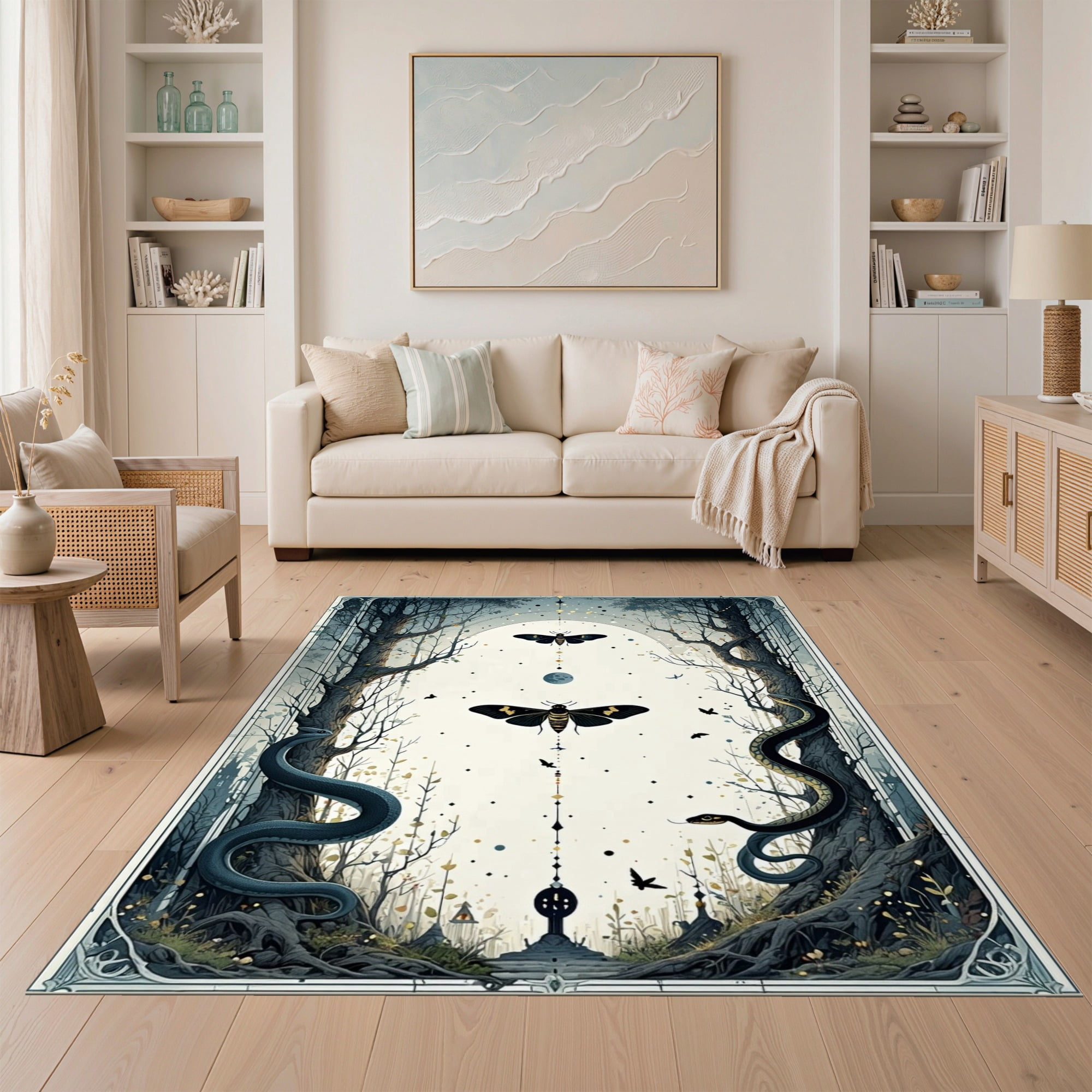 ODIKA 5'x7' Ultra-Soft Area Rug, Gothic Snake Moth Mystic Divination ...