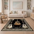 thumbnail image 1 of ODIKA 5'x7' Ultra-Soft Area Rug, Guitar Vintage Acoustic Note Scroll Border Instrument Notes Music Flowing None Washable, Bare feet friendly, Silk-Touch for Bedroom Home office, 1 of 7