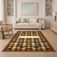thumbnail image 1 of ODIKA 5'x7' Ultra-Soft Area Rug, Halloween Bat Welcome Spooky Checkered Plaid Front Door Border None Washable, Bare feet friendly, Silk-Touch for Bedroom Home office, 1 of 7
