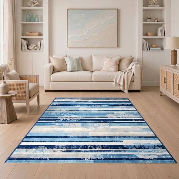 ODIKA 5'x7' Ultra-Soft Area Rug, Hallway Abstract Long Striped Interlocking Bands Hallways Alfombras None Washable, Bare feet friendly, Silk-Touch for Bedroom Home office