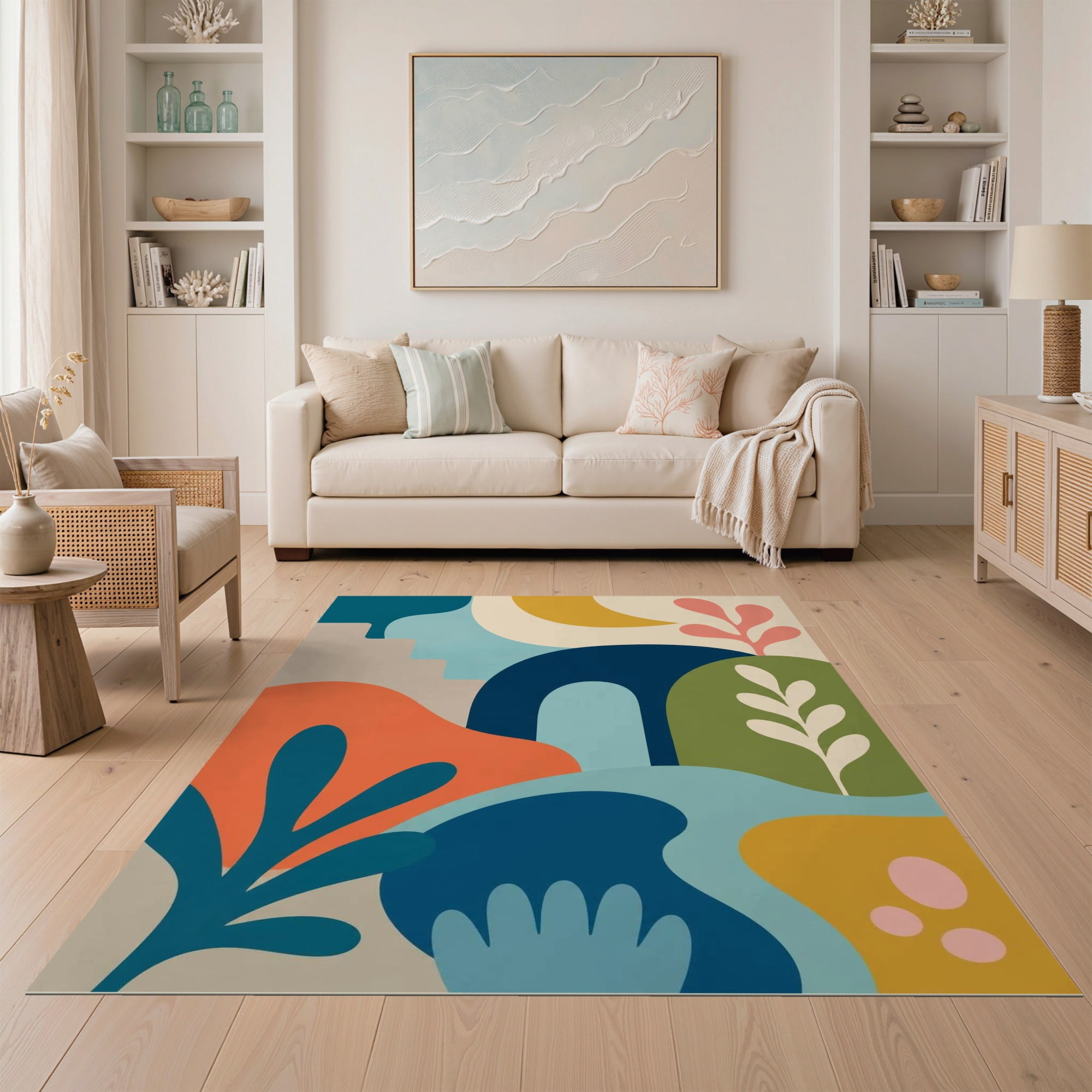 Abstract Modern Rug Texture ODIKA 5'x7' Ultra-Soft Area Rug, Multicolor Abstract Geometric Design ...