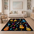 thumbnail image 1 of ODIKA 5'x7' Ultra-Soft Area Rug, Music Note Cd Guitar Piano Key Disc Shape Motifs Keyboard Border None Washable, Bare feet friendly, Silk-Touch for Bedroom Home office, 1 of 7