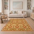 thumbnail image 1 of ODIKA 5'x7' Ultra-Soft Area Rug, Orange Vintage Floral Damask Elegance Ornate Blossom Scrolls and Mirrored Leafy Motifs Washable, Bare feet friendly, Silk-Touch for Bedroom Home office, 1 of 7