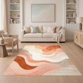 thumbnail image 1 of ODIKA 5'x7' Ultra-Soft Area Rug, Peach Gradient Swirling Wave Ombre Abstract Flow Pastel Ripple None Washable, Bare feet friendly, Silk-Touch for Bedroom Home office, 1 of 7