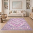 thumbnail image 1 of ODIKA 5'x7' Ultra-Soft Area Rug, Purple Boho Abstract Symmetrical Motif Watercolor Ombre Blend None Washable, Bare feet friendly, Silk-Touch for Bedroom Home office, 1 of 7