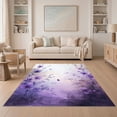 thumbnail image 1 of ODIKA 5'x7' Ultra-Soft Area Rug, Purple Fuzzy Watercolor Petal Scatter Abstract Round Classroom None Washable, Bare feet friendly, Silk-Touch for Bedroom Home office, 1 of 7