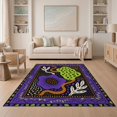 thumbnail image 1 of ODIKA 5'x7' Ultra-Soft Area Rug, Purple Green Abstract Botanical Motif Design Contemporary Art Style with Geometric Washable, Bare feet friendly, Silk-Touch for Bedroom Home office, 1 of 7