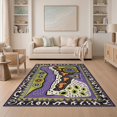 thumbnail image 1 of ODIKA 5'x7' Ultra-Soft Area Rug, Purple Green Abstract Geometric Whimsy Design Eclectic Mix of Spirals and Motifs Washable, Bare feet friendly, Silk-Touch for Bedroom Home office, 1 of 7