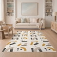thumbnail image 1 of ODIKA 5'x7' Warm Earth Tones Abstract Design Washable Area Rug Modern Geometric Pattern with Unique Motifs for Small Living Room, Bedroom, Easy Care, Non-Shedding, Pet Friendly, 1 of 7