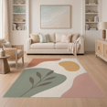 thumbnail image 1 of ODIKA 5'x7' Warm Earth Tones Abstract Design Washable Area Rug Modern Organic Shapes with Leaf Motif for Guest Room, Lounge, Apartment, Non-Slip Low Profile, Stain Resistant, 1 of 7