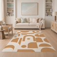 thumbnail image 1 of ODIKA 5'x7' Warm Earth Tones Geometric Design Washable Area Rug Mid Century Modern Patterned Shapes Non-Slip, Low Pile, Stain Resistant for Guest Room, Lounge, Apartment, 1 of 7