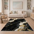 thumbnail image 1 of ODIKA 5'x7' Washable Area Rug Abstract Veined Tan Inlay Cream Grey Yellow Swirls Interlocking for Guest Room, Lounge, Apartment, Non-Slip Low Profile, Stain Resistant, 1 of 7