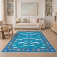 thumbnail image 1 of ODIKA 5'x7' Washable Area Rug Bathroom Aesthetic Repeating Wave Nautical Ocean Funky Theme for Small Living Room, Bedroom, Easy Care, Non-Shedding, Pet Friendly, 1 of 7