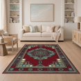 thumbnail image 1 of ODIKA 5'x7' Washable Area Rug Bathroom Ornamental Way Border Symmetrical Distressed Stairs for Guest Room, Lounge, Apartment, Non-Slip Low Profile, Stain Resistant, 1 of 7